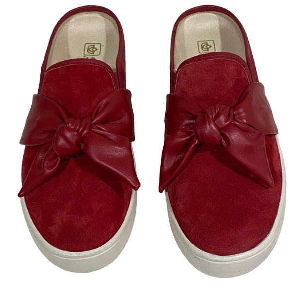 Spenco Barbados Orthotic Red Suede Bow Leather Slip-On Slide Mule Size 9B - Picture 4 of 14